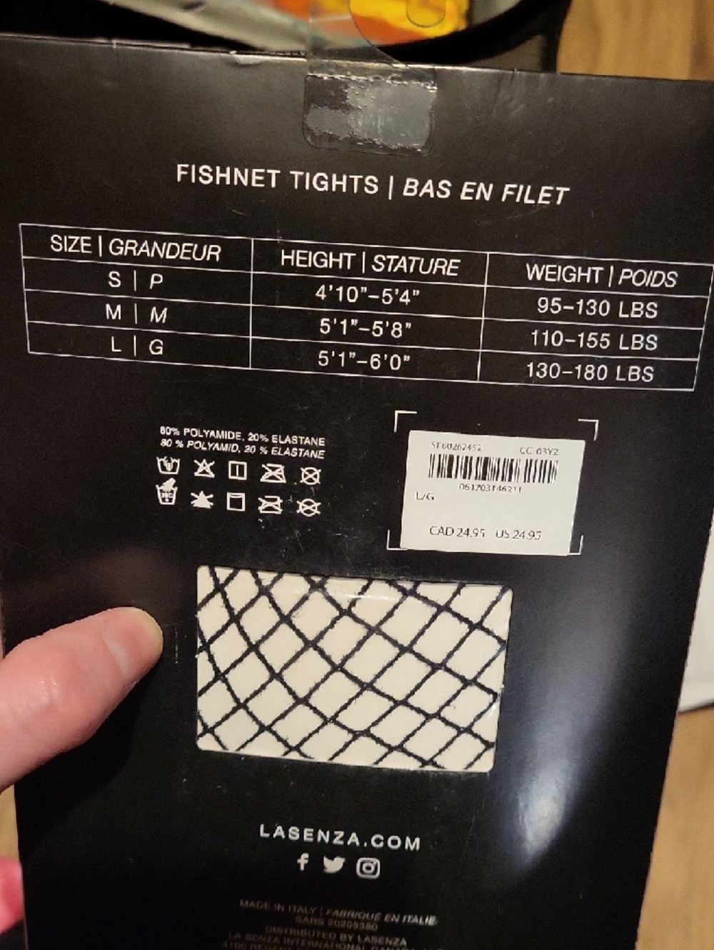 La SENZA Black Fishnet Tights - Classic Net Hosiery - Picture 4 of 8